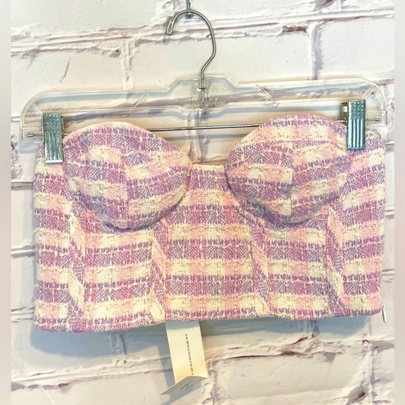 Zara Tweed pastel colors Wired Bustier Crop Top - NWT - Size Medium - Picture 2 of 4